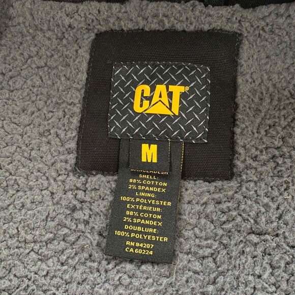 CAT Caterpillar Sherpa Lined Canvas Vest Adult Medium M Black Outdoor Workwear - Picture 11 of 16